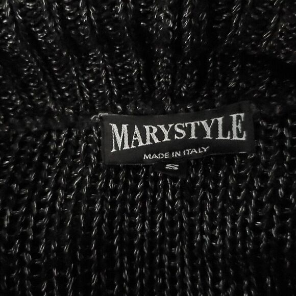 Marystyle Open Cardigan Sweater S Black Gray Color Block Geometric Patchwork - Picture 4 of 6